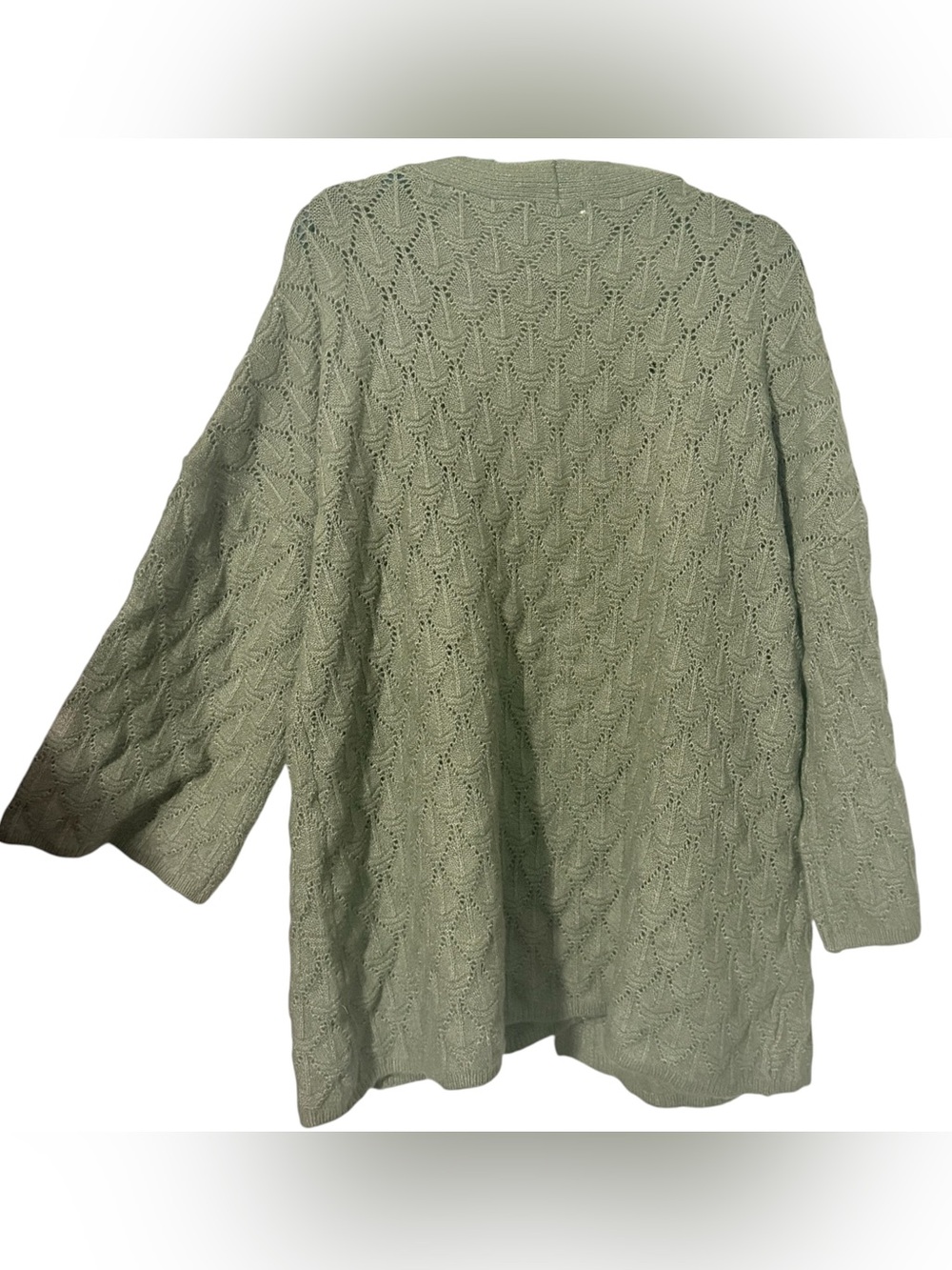 EST 1946 ~ Sage Cardigan Lightweight ~ Open-Front ~ Front Pockets ~ Scallop Knit - Picture 5 of 7